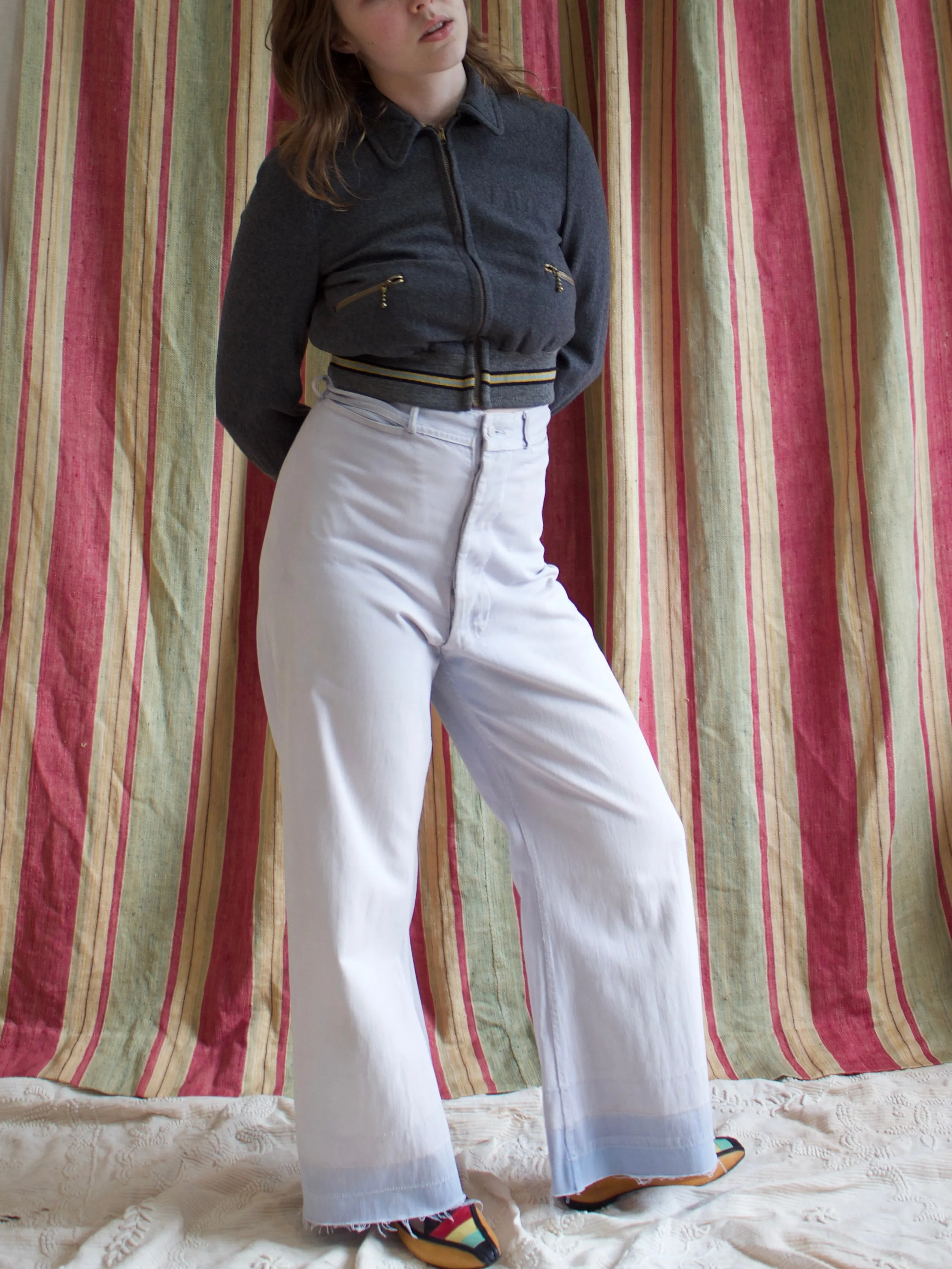 1940s “Kingswear Apparel“ Cropped Rib Knit Wool Zip Front Jacket