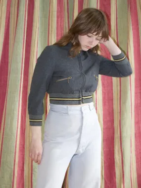 1940s “Kingswear Apparel“ Cropped Rib Knit Wool Zip Front Jacket