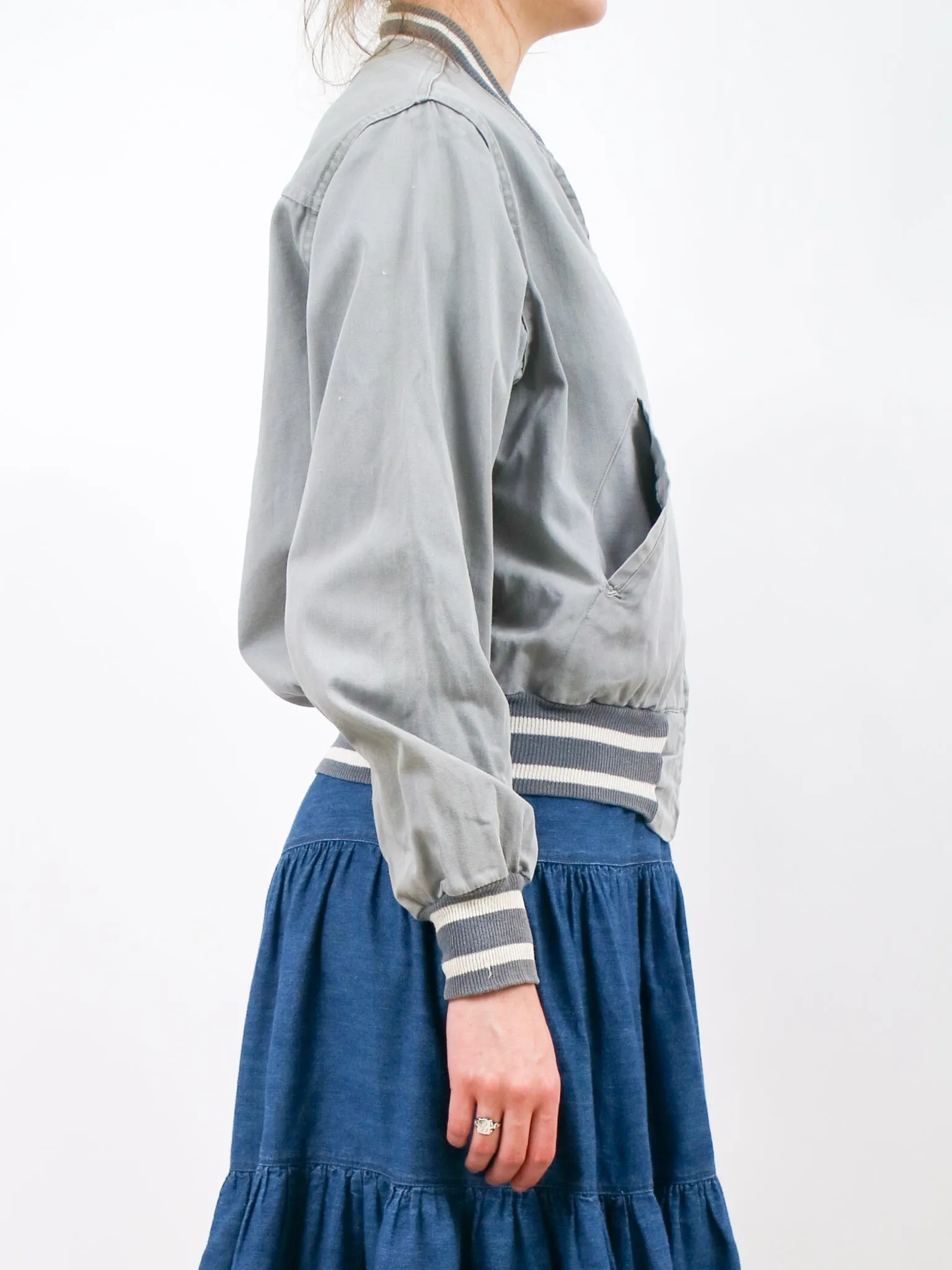 1950s Cropped Frontzip Bomber Jacket