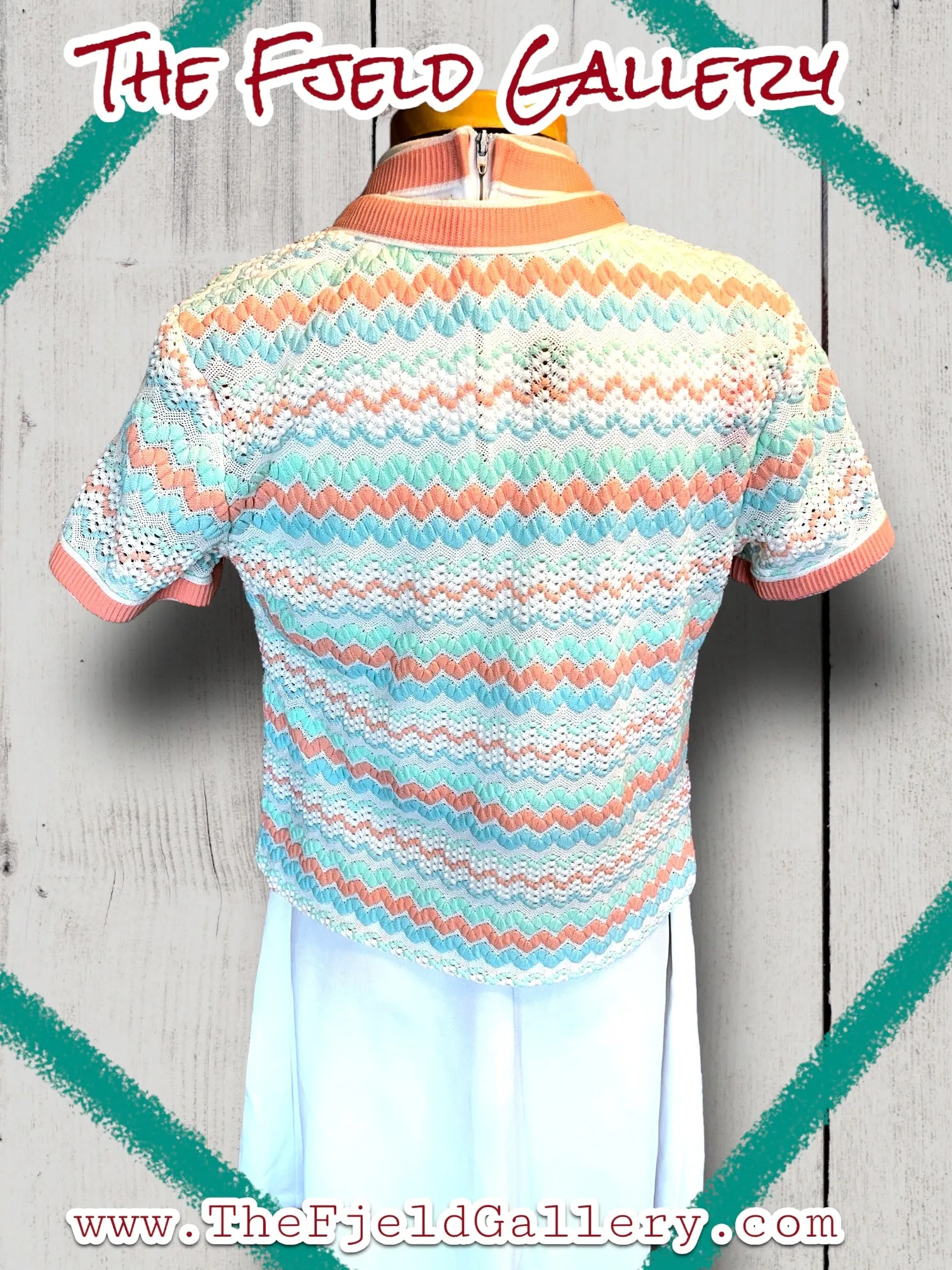 1960’s Vintage A Line White & Pastel Pink, Blue & Green Spring Sleeveless Dress & Sweater Set
