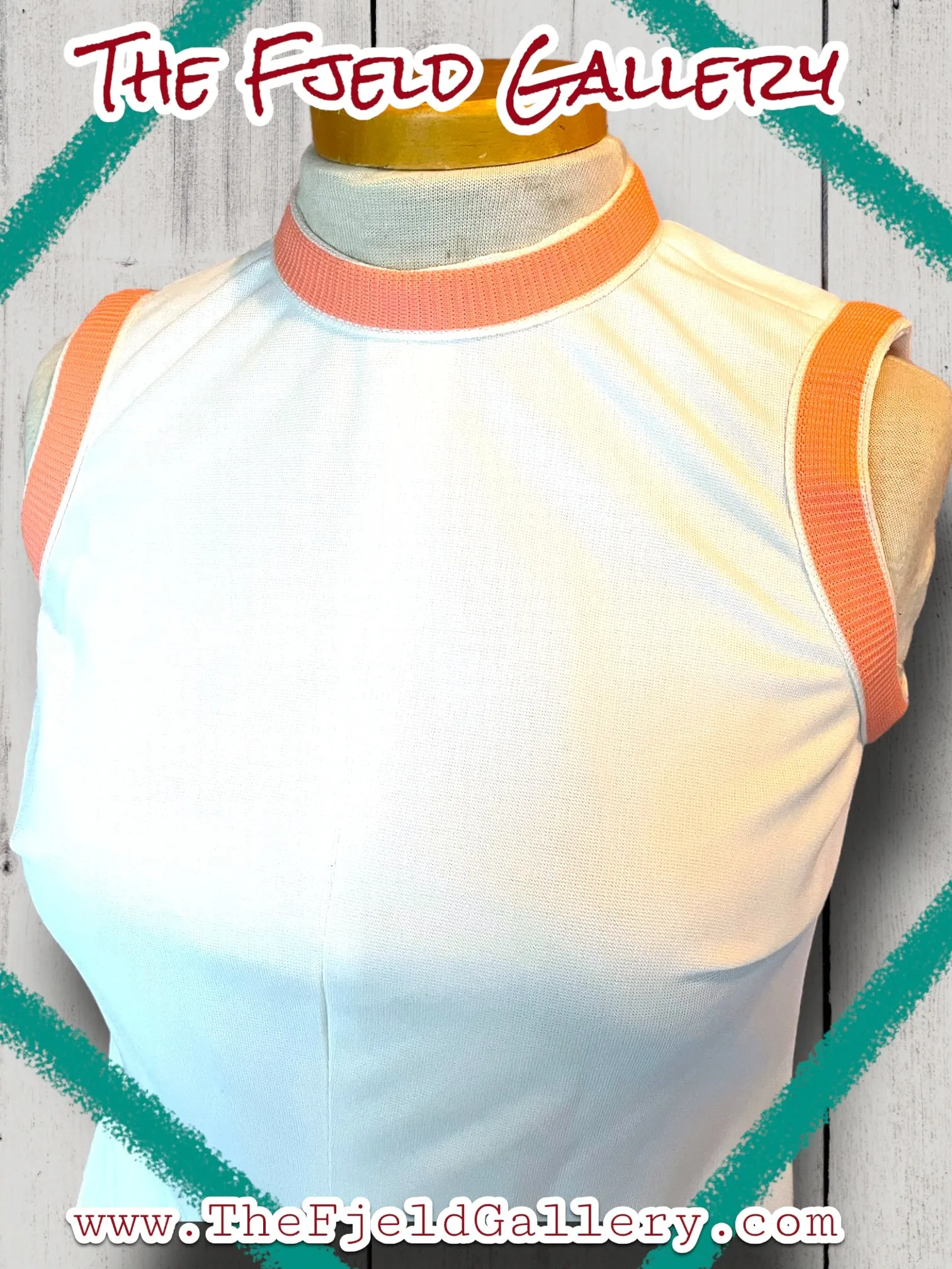 1960’s Vintage A Line White & Pastel Pink, Blue & Green Spring Sleeveless Dress & Sweater Set