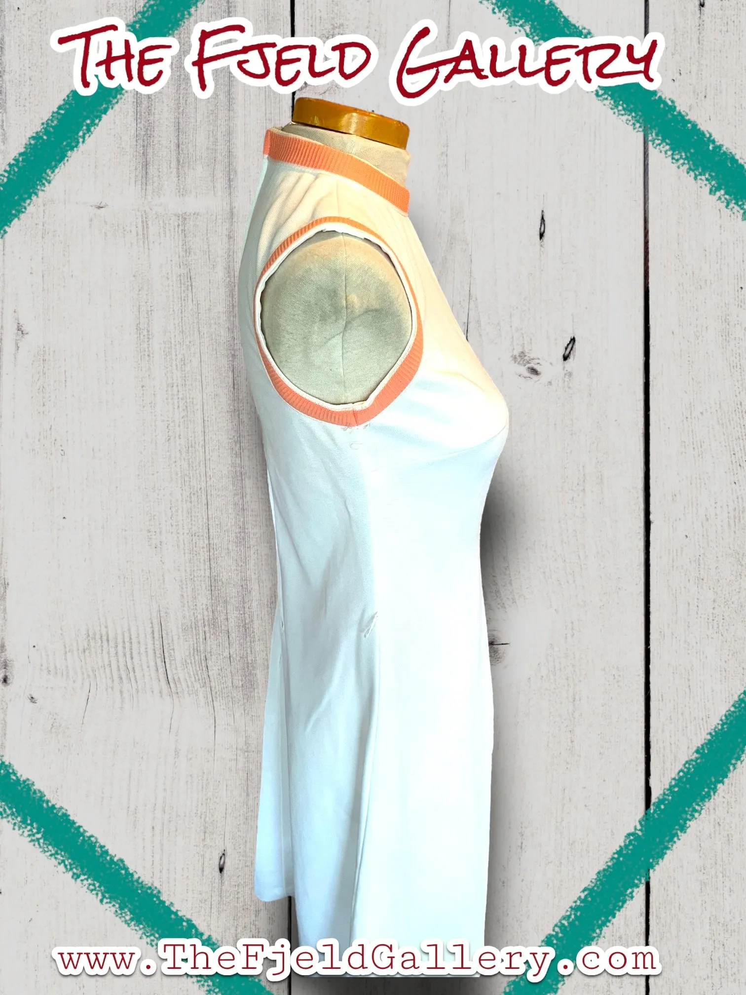 1960’s Vintage A Line White & Pastel Pink, Blue & Green Spring Sleeveless Dress & Sweater Set