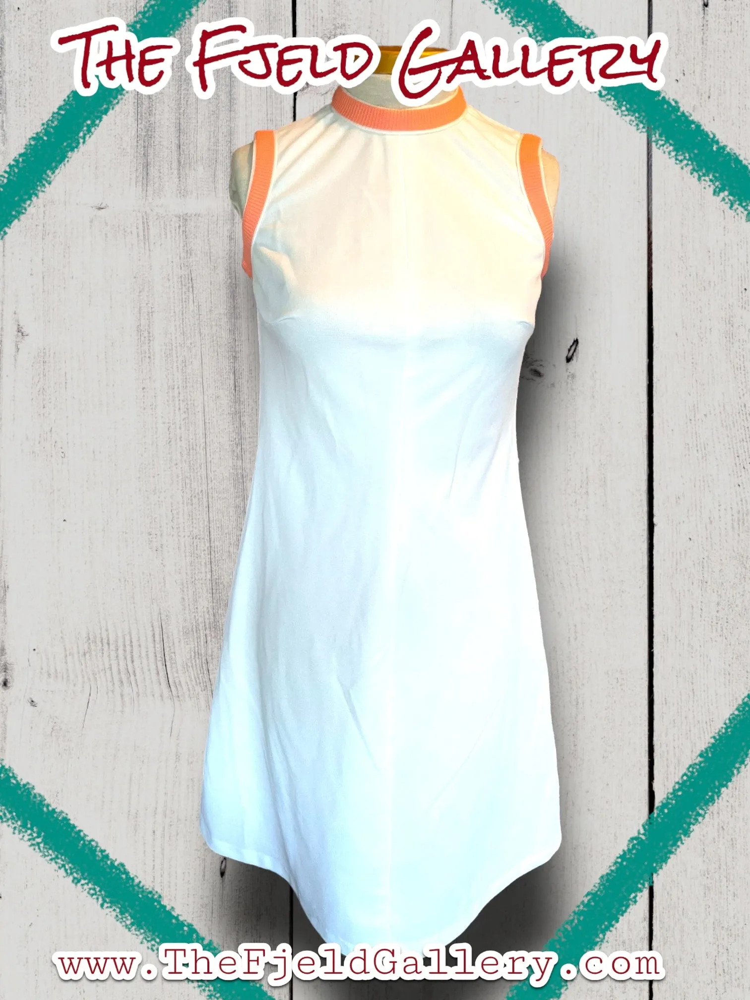 1960’s Vintage A Line White & Pastel Pink, Blue & Green Spring Sleeveless Dress & Sweater Set
