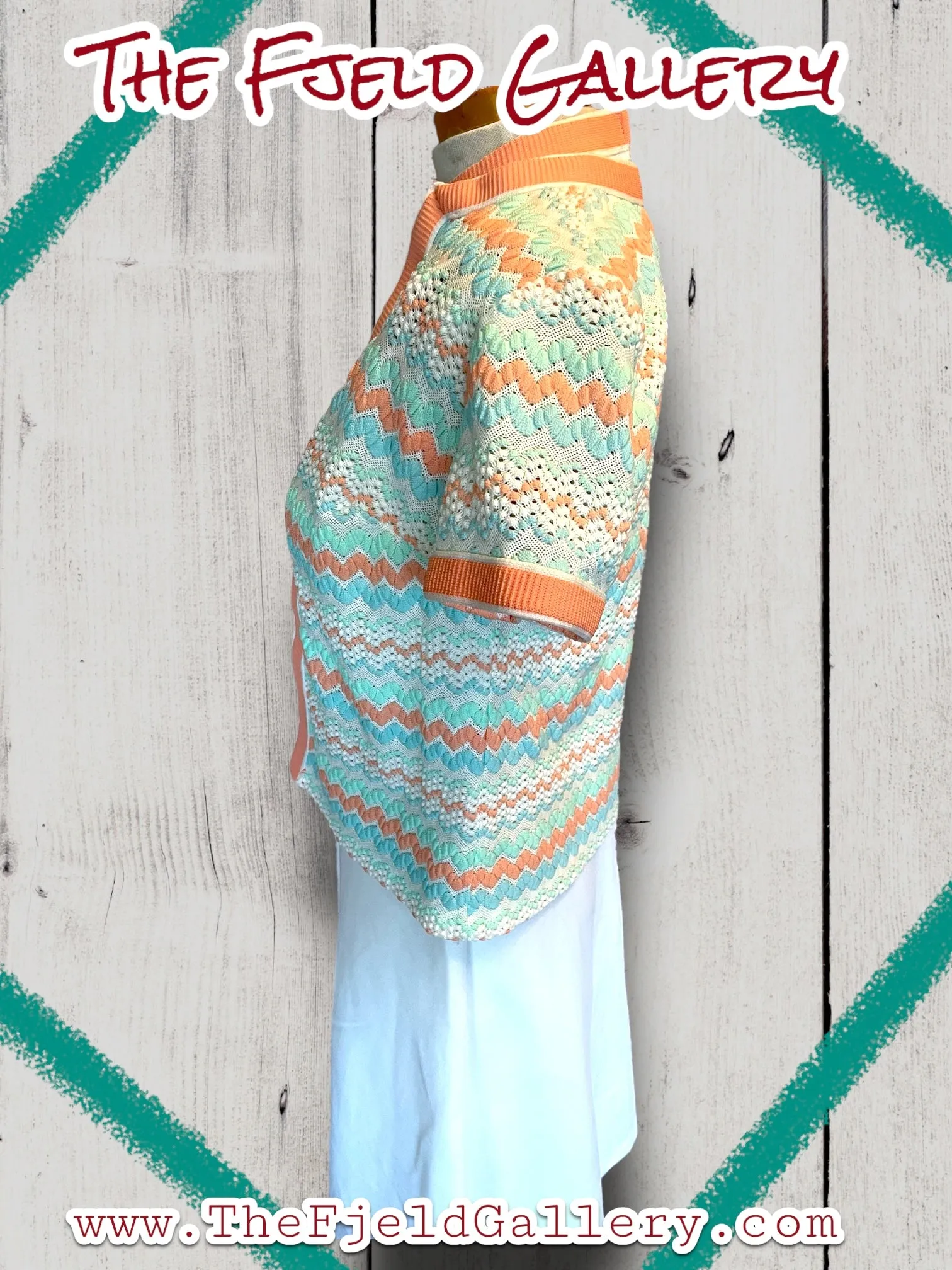 1960’s Vintage A Line White & Pastel Pink, Blue & Green Spring Sleeveless Dress & Sweater Set