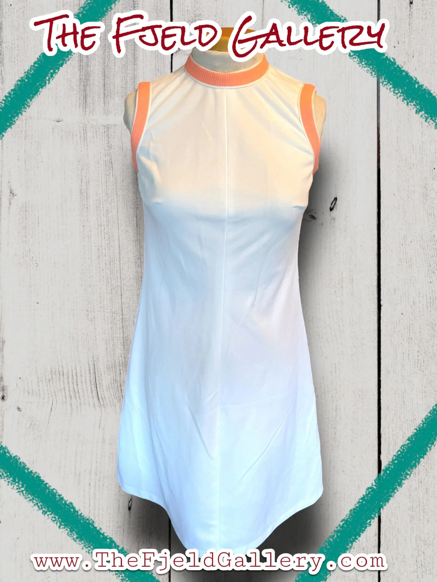 1960’s Vintage A Line White & Pastel Pink, Blue & Green Spring Sleeveless Dress & Sweater Set