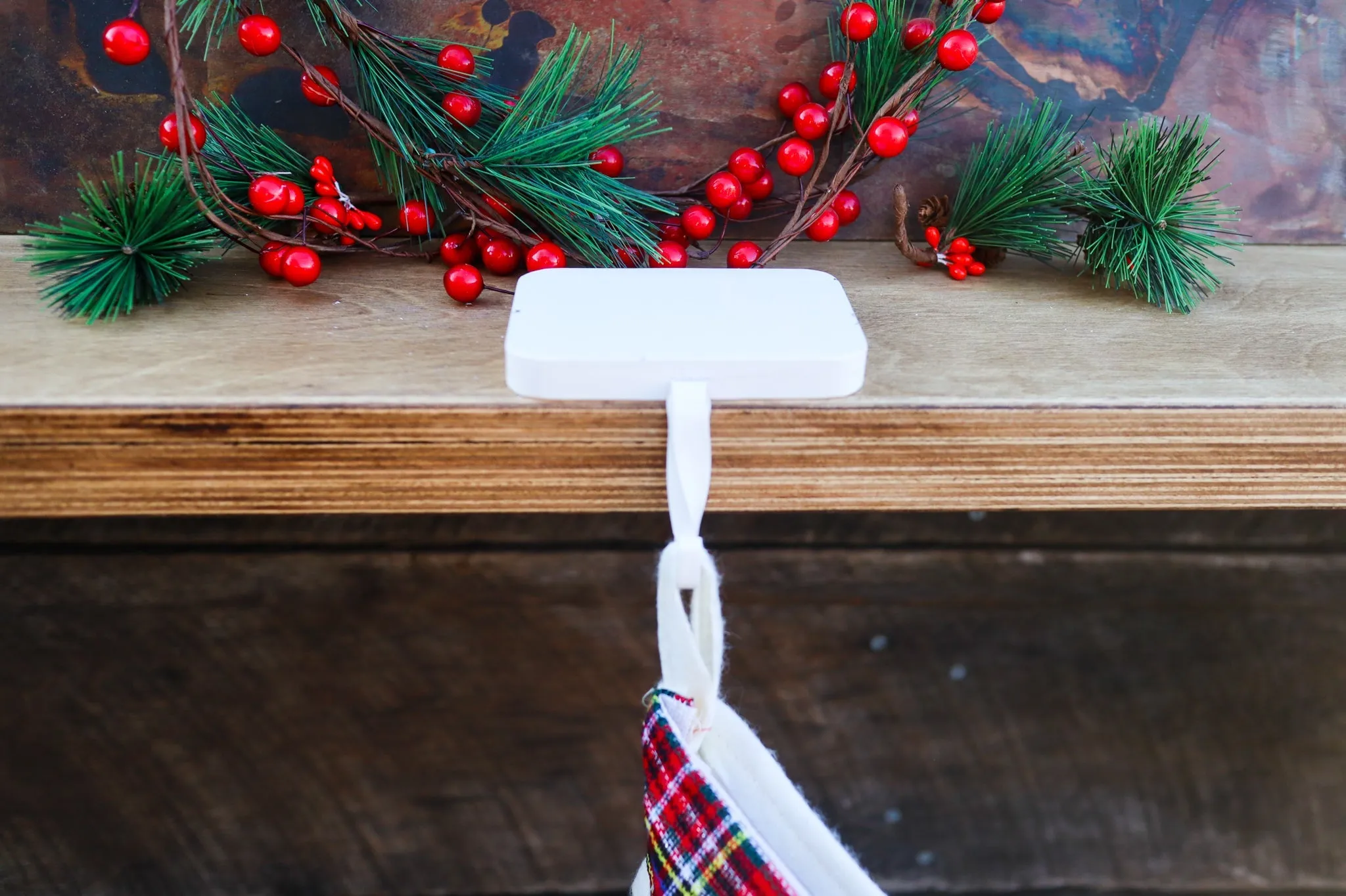 4-Pack Heavy Stocking Hanger - Minimalist Christmas Mantel Decor - Heavy Duty Stocking Holder - Shelf Stocking Holder - Personalized Gift