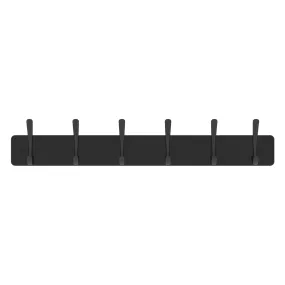 6 Black Hooks on Black Board Hat & Coat Rack
