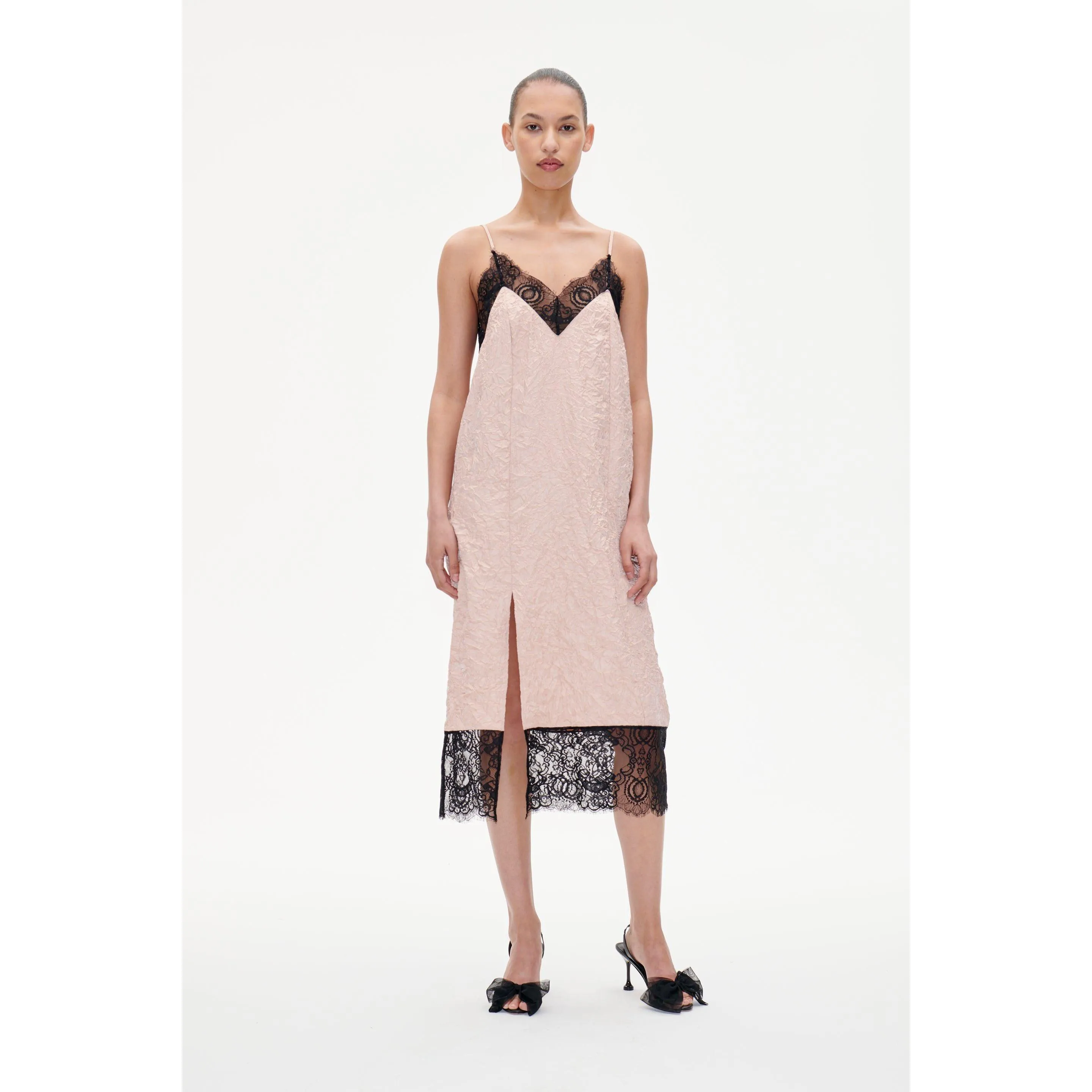 ALEZA Lace Trimmed Slip Dress Rose Dust