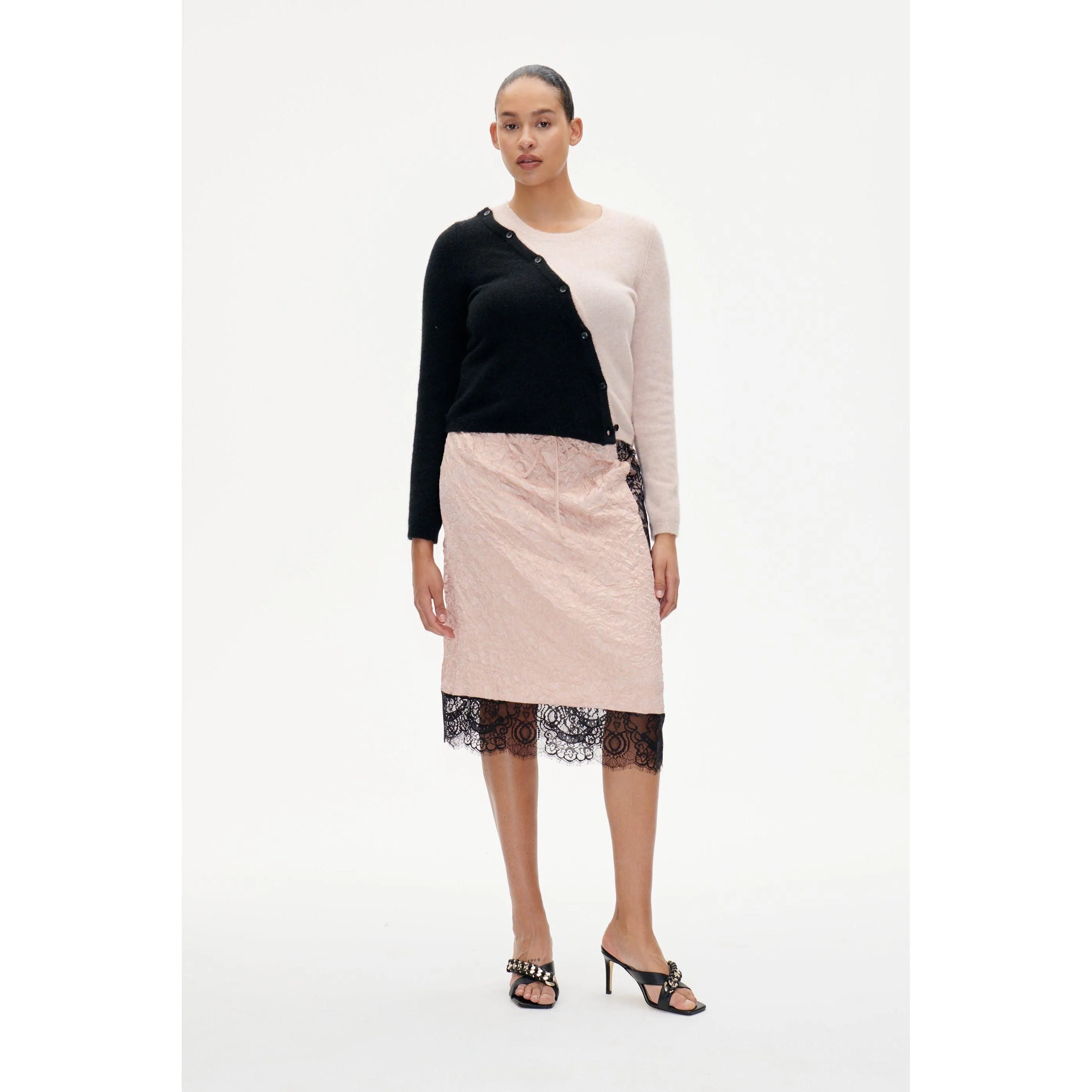 ALEZA Lace Trimmed Slip Dress Rose Dust