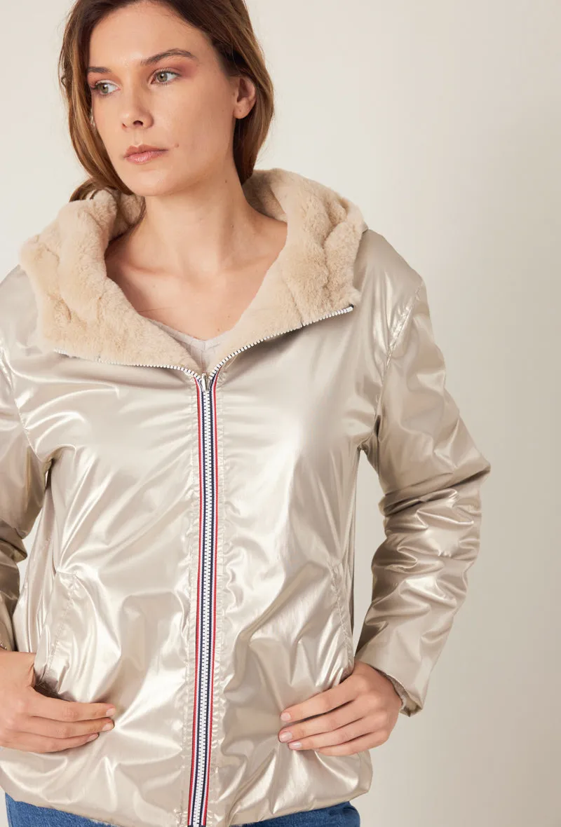 ANGÈLE - Parka courte réversible fausse fourrure