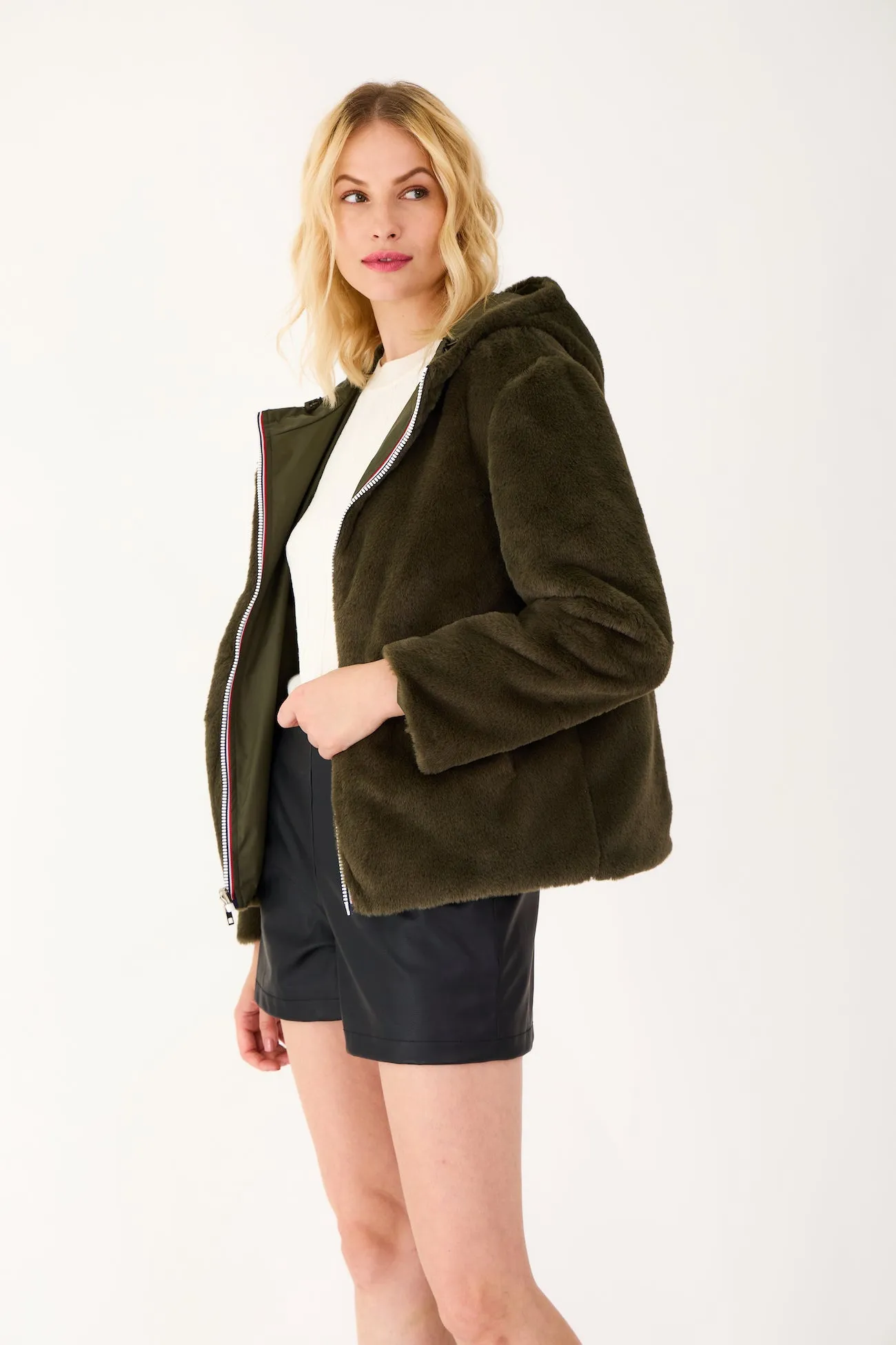 ANGÈLE - Parka courte réversible fausse fourrure