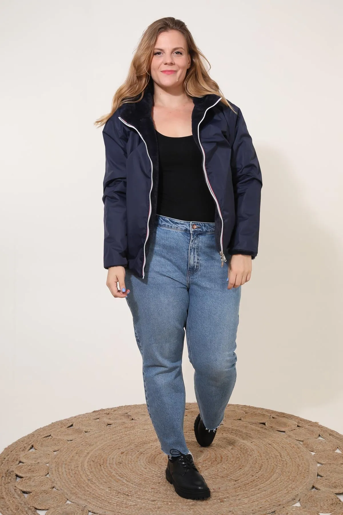 ANGÈLE - Parka courte réversible fausse fourrure