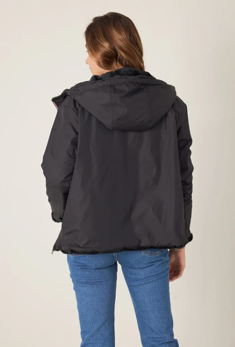 ANGÈLE - Parka courte réversible fausse fourrure