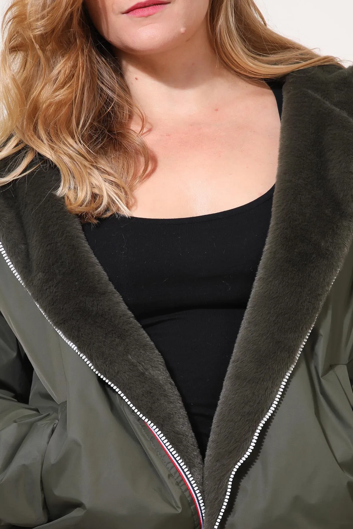 ANGÈLE - Parka courte réversible fausse fourrure