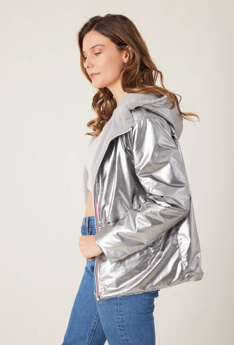 ANGÈLE - Parka courte réversible fausse fourrure