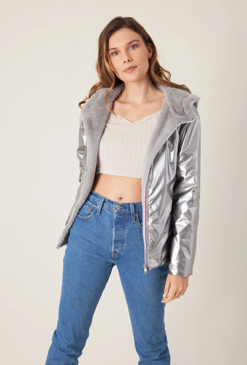 ANGÈLE - Parka courte réversible fausse fourrure