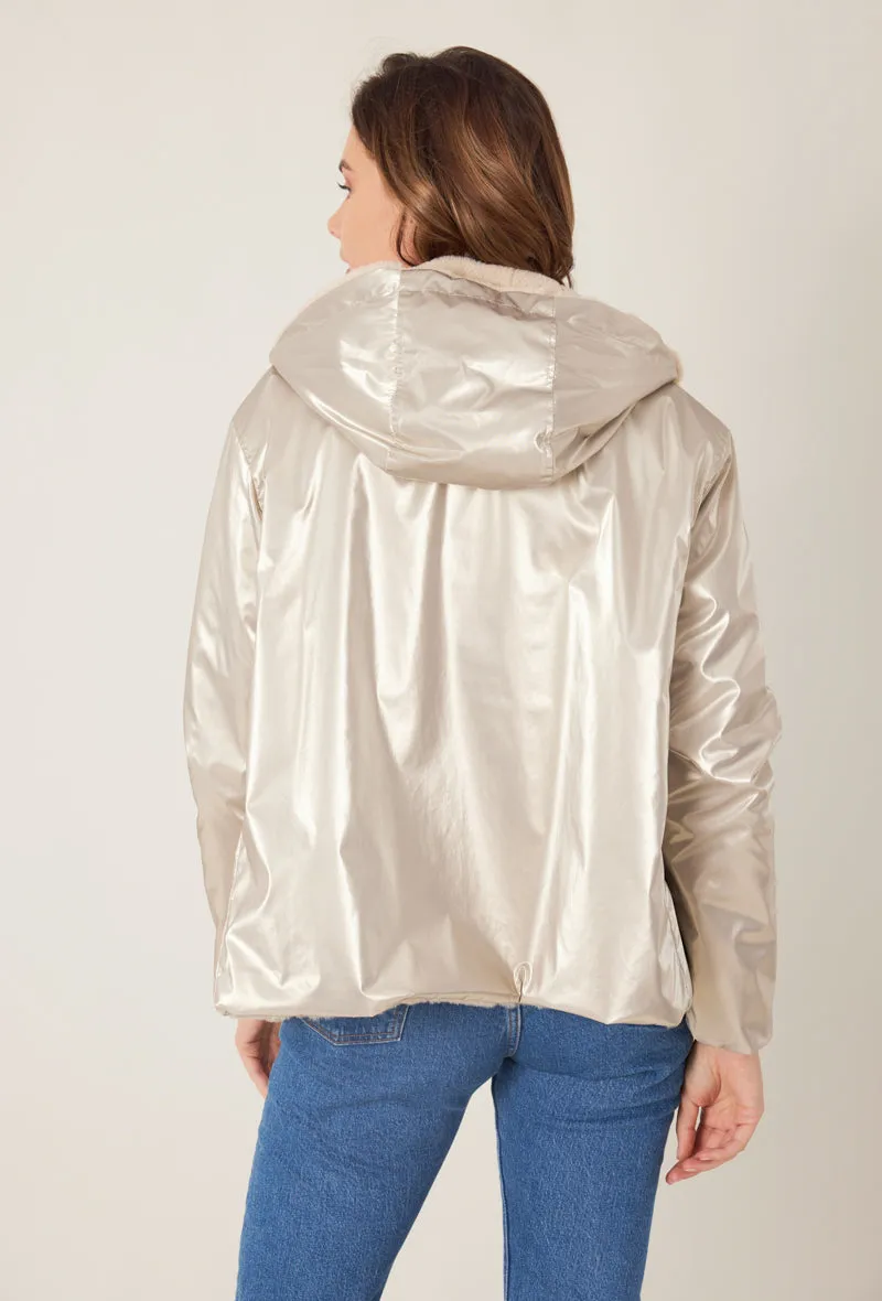 ANGÈLE - Parka courte réversible fausse fourrure