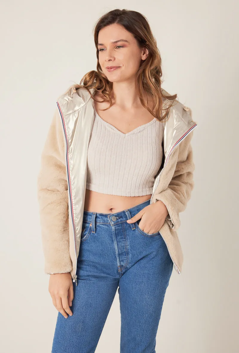 ANGÈLE - Parka courte réversible fausse fourrure