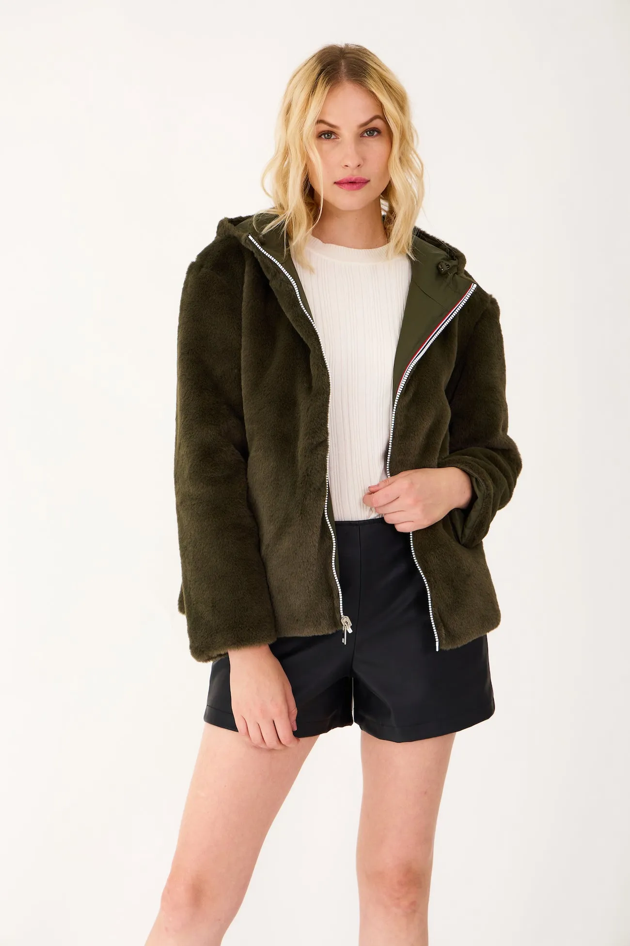 ANGÈLE - Parka courte réversible fausse fourrure