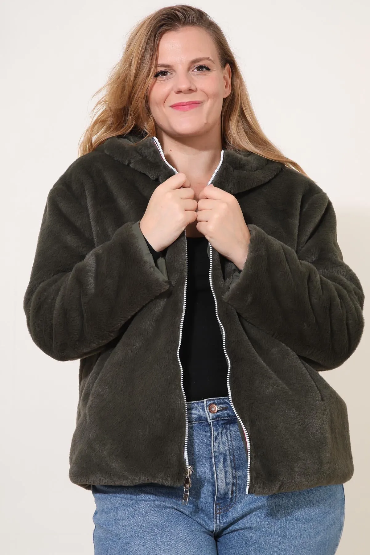 ANGÈLE - Parka courte réversible fausse fourrure
