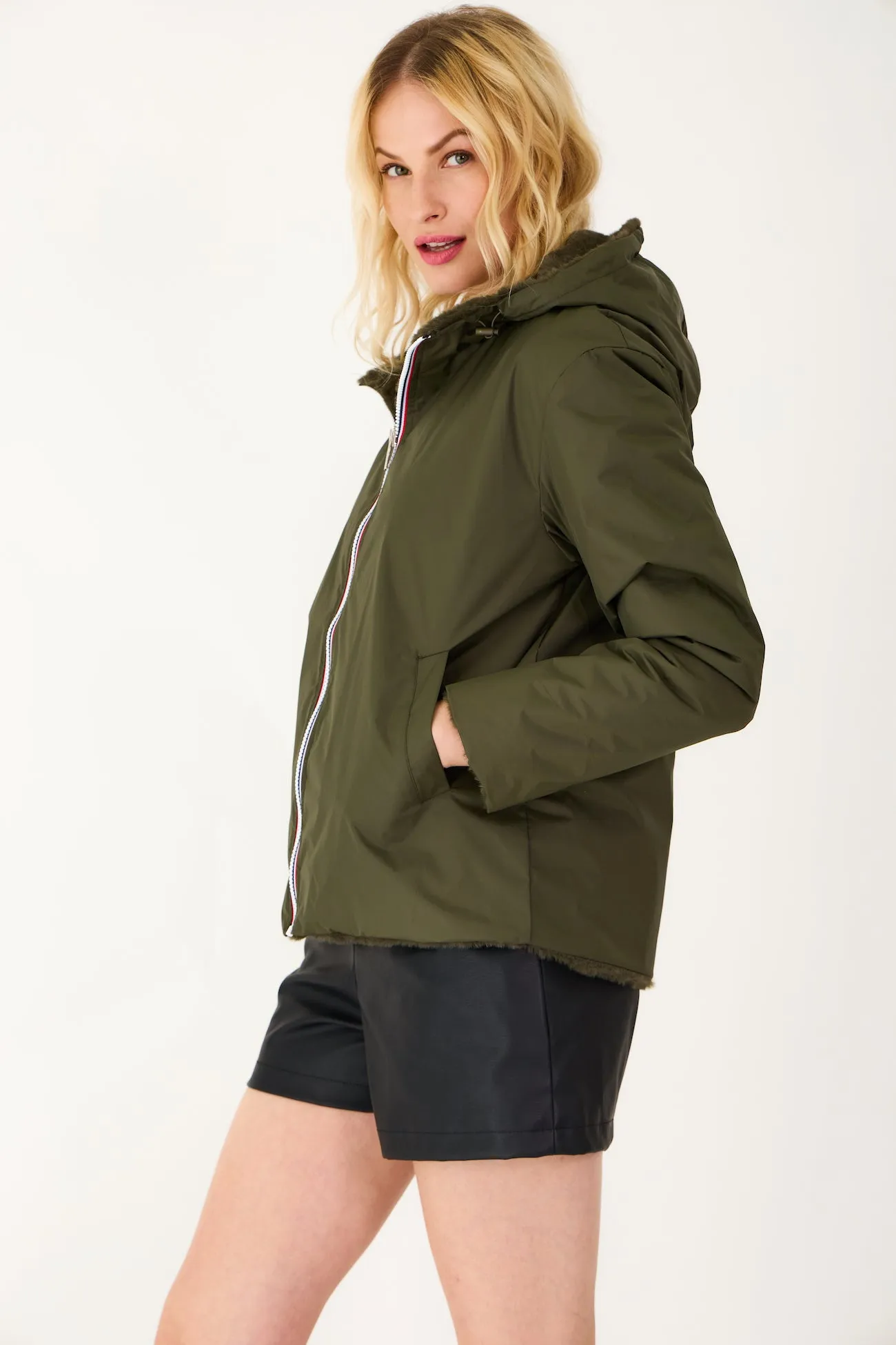 ANGÈLE - Parka courte réversible fausse fourrure