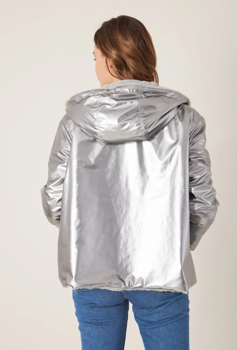 ANGÈLE - Parka courte réversible fausse fourrure