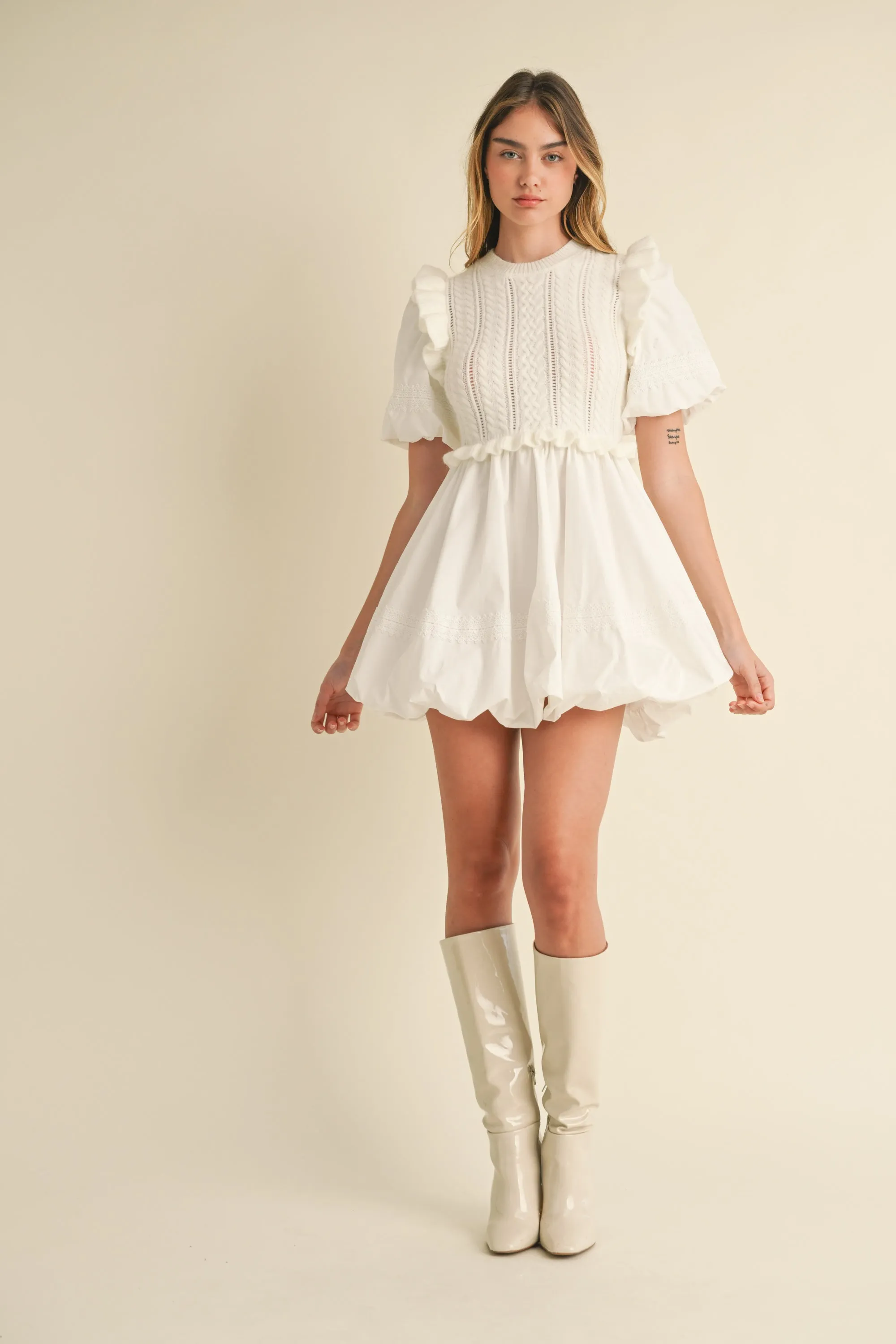 ARIANA SWEATER TOP AND BUBBLE SKIRT MINI DRESS