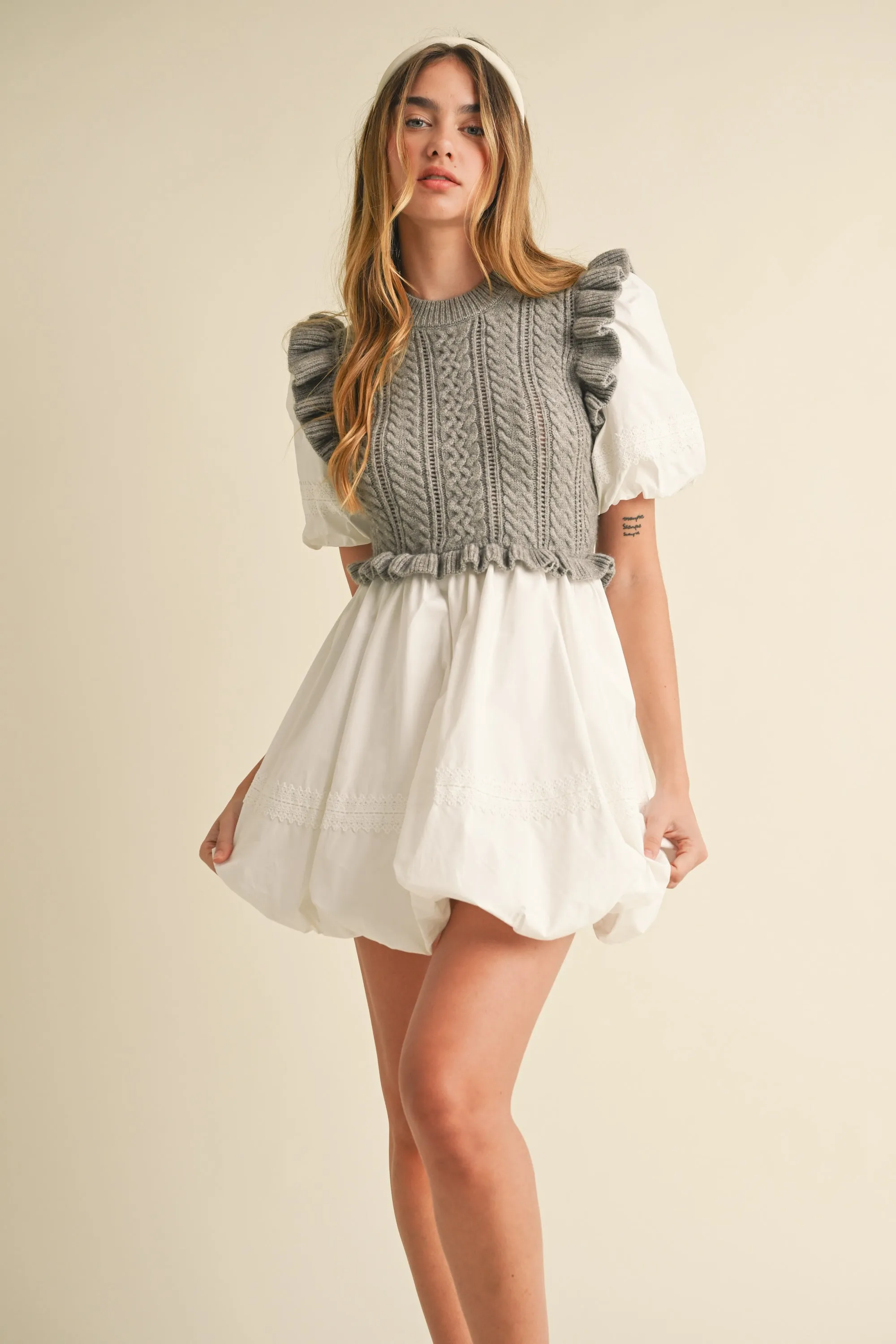 ARIANA SWEATER TOP AND BUBBLE SKIRT MINI DRESS