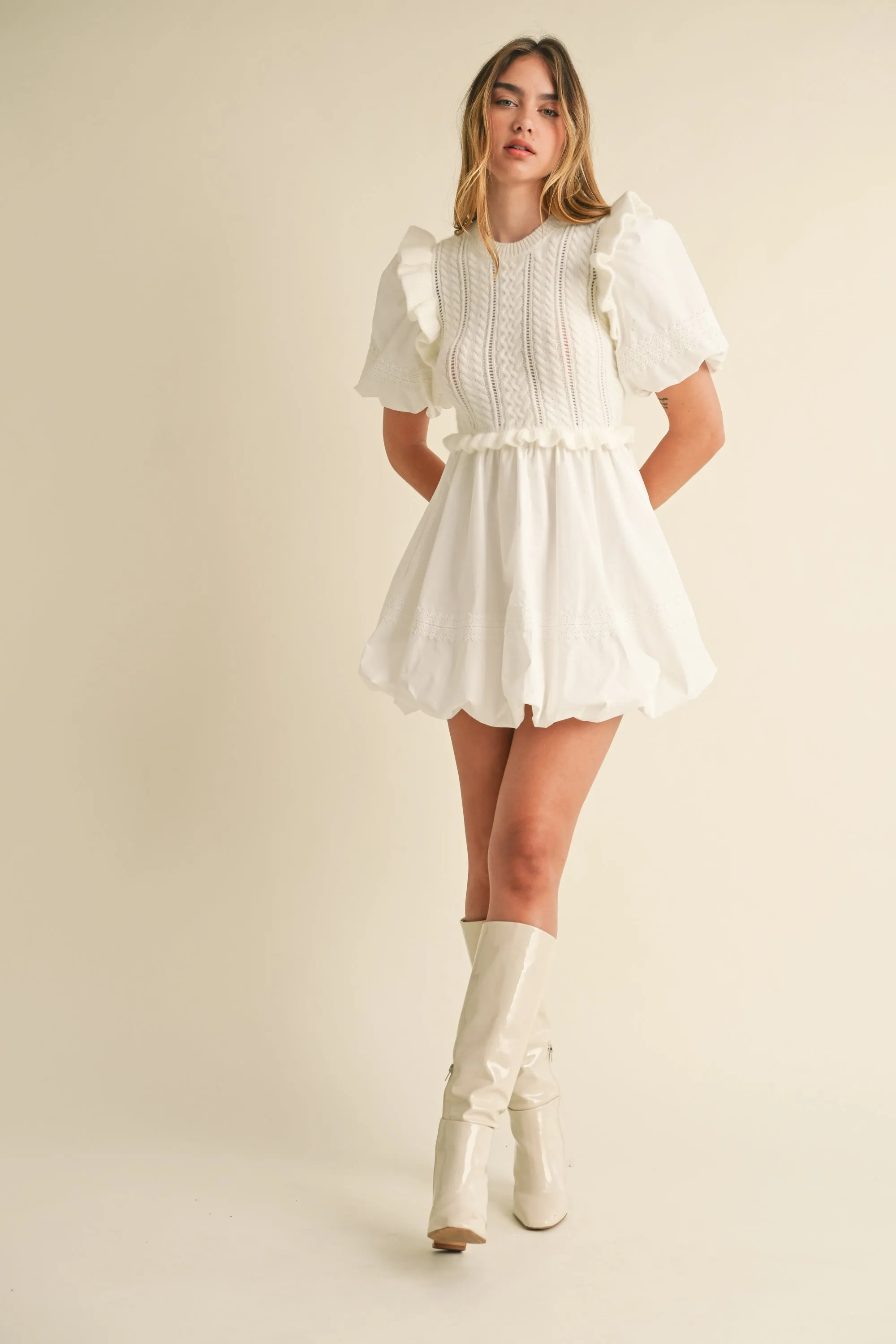 ARIANA SWEATER TOP AND BUBBLE SKIRT MINI DRESS