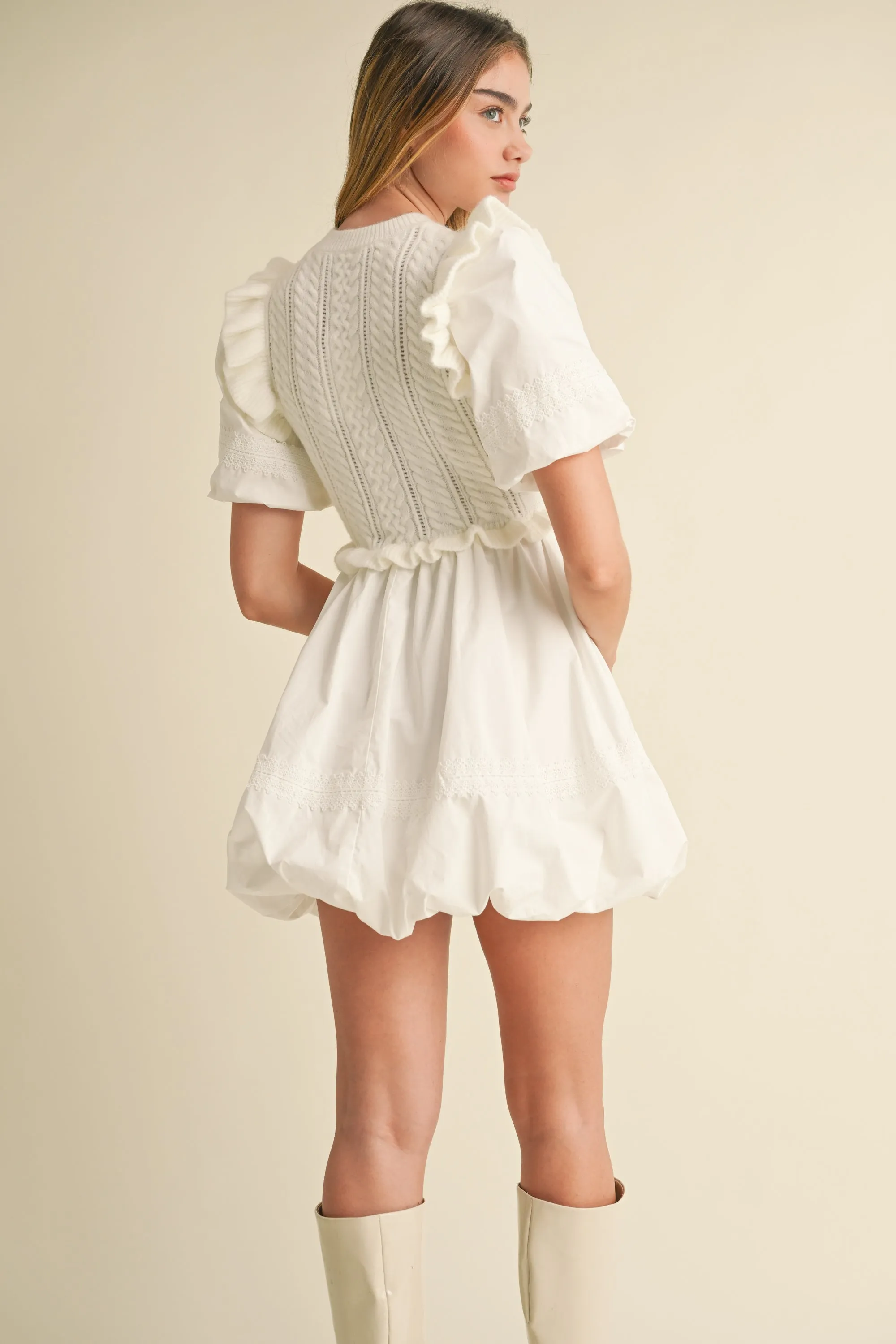 ARIANA SWEATER TOP AND BUBBLE SKIRT MINI DRESS