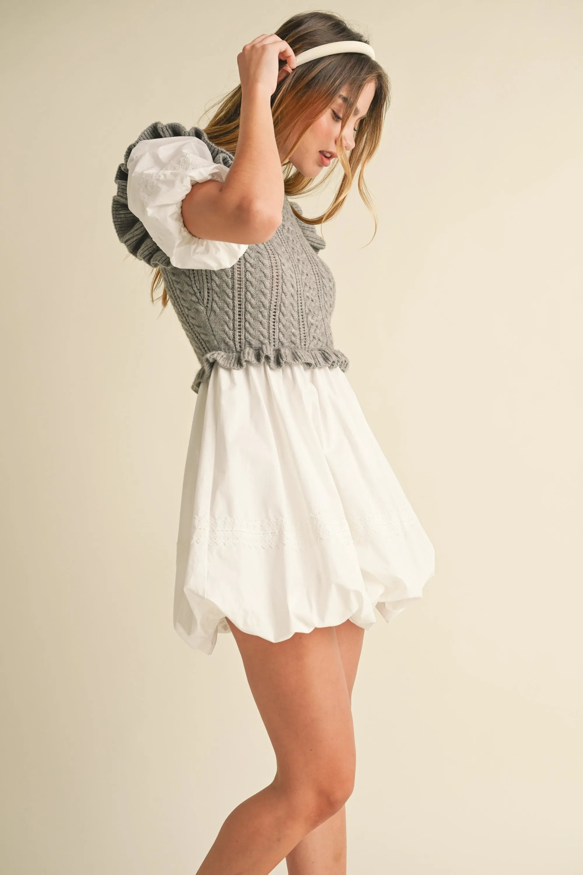ARIANA SWEATER TOP AND BUBBLE SKIRT MINI DRESS