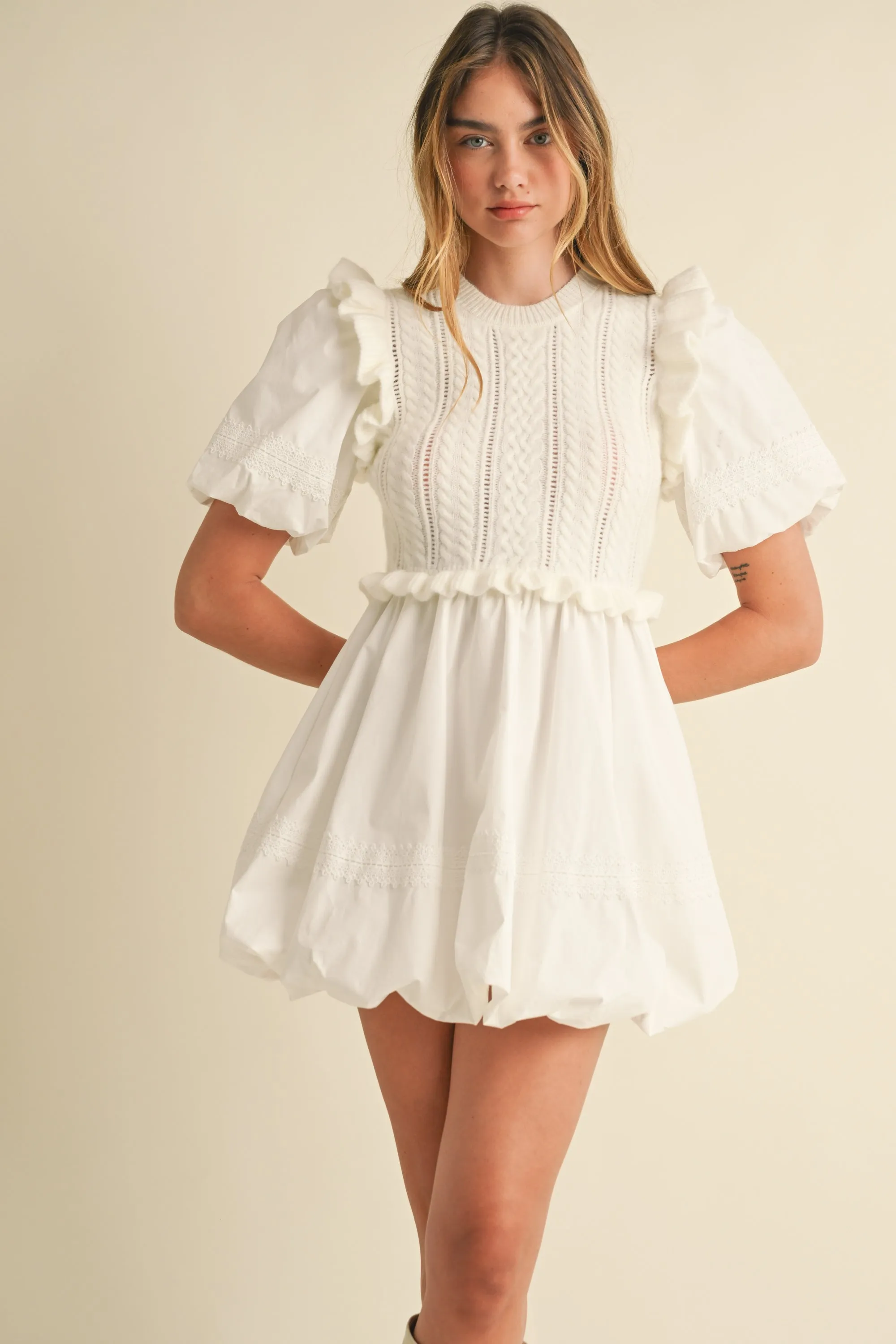 ARIANA SWEATER TOP AND BUBBLE SKIRT MINI DRESS