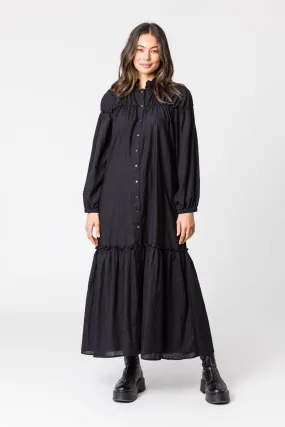 ASHLEY DRESS - BLACK SELF SPOT