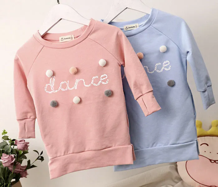 Autumn Winter Girls Princess Mini Dress Kids Pageant Long Sleeve Sweater Dresses