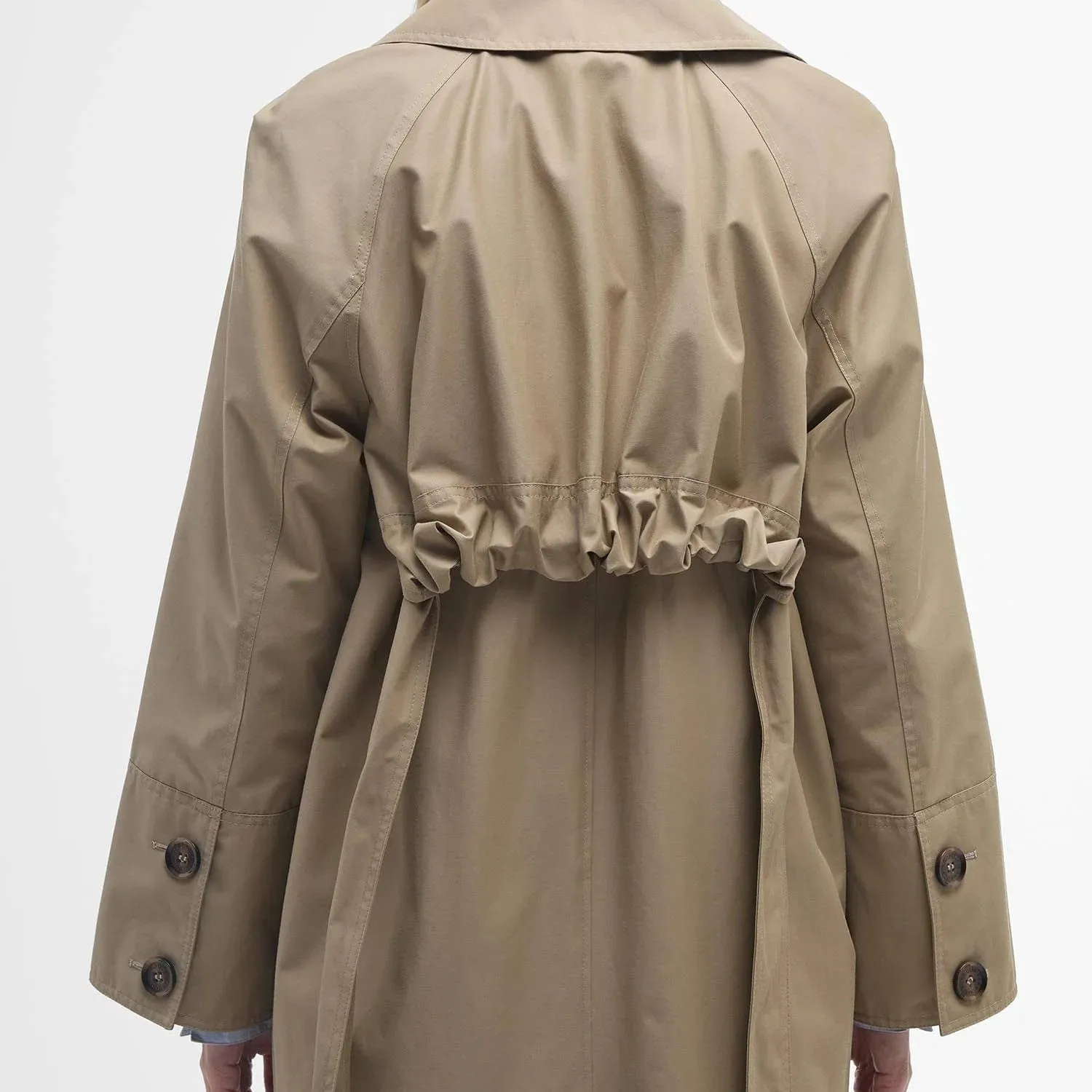 Barbour Beatrix Showerproof Trench Coat In Trench/Sky Tartan