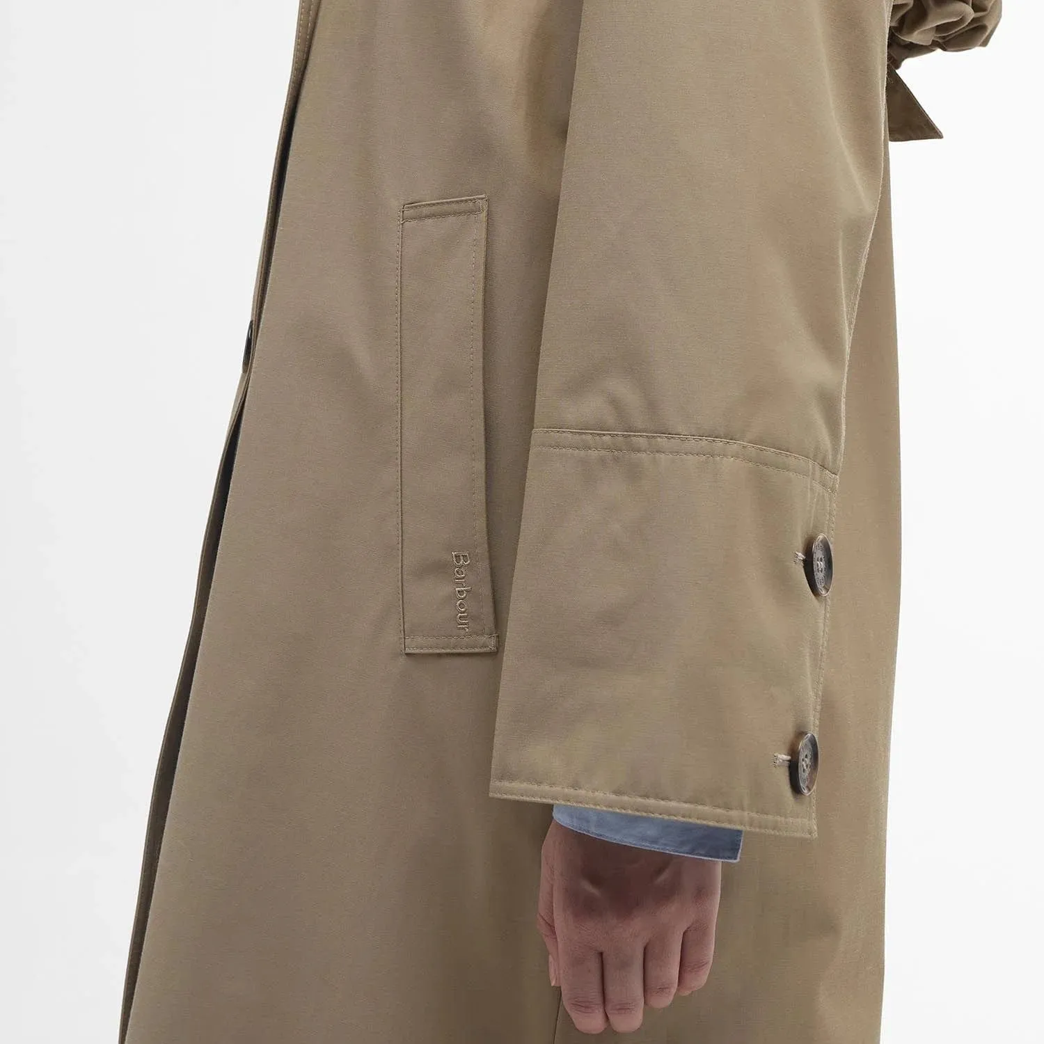 Barbour Beatrix Showerproof Trench Coat In Trench/Sky Tartan