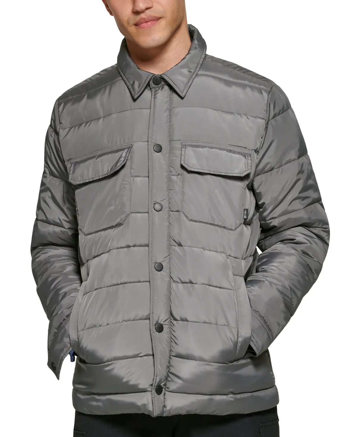 BASS OUTDOOR Mens Mission Quilted Puffer Shirt Jacket Coat Gargoyle Grey Medium
