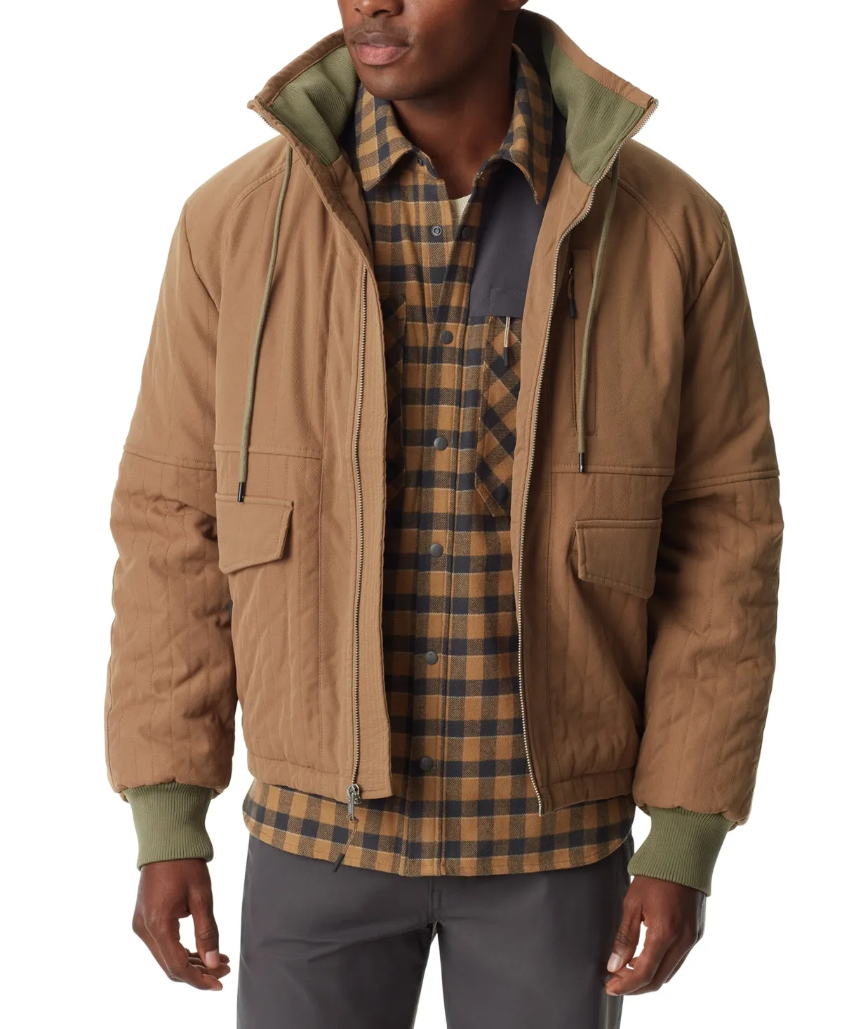 BASS OUTDOOR Men's Quilted Bomber Jacket Brown Large