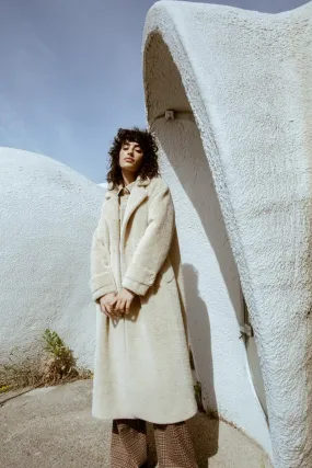 Beige Faux Fur Trench Coat