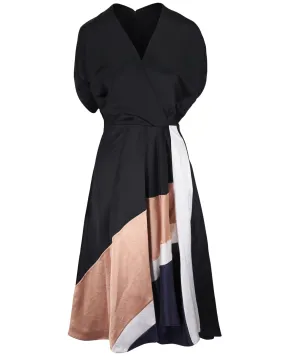 Black and Gold Colorblock Doppio Aki Wave Dress