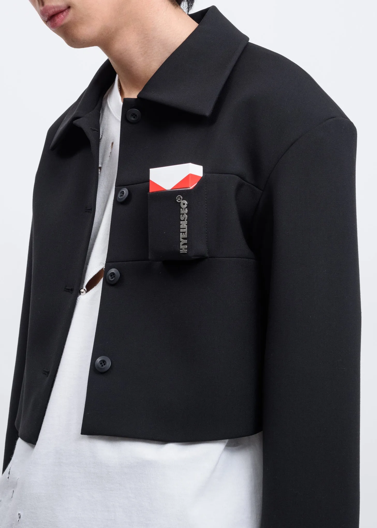 Black Cropped Smoker's Jacket
