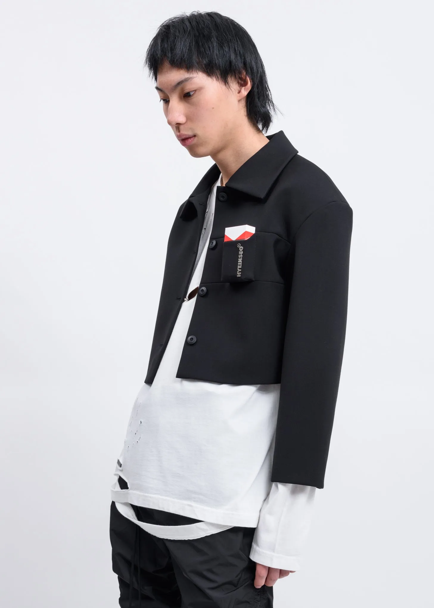 Black Cropped Smoker's Jacket