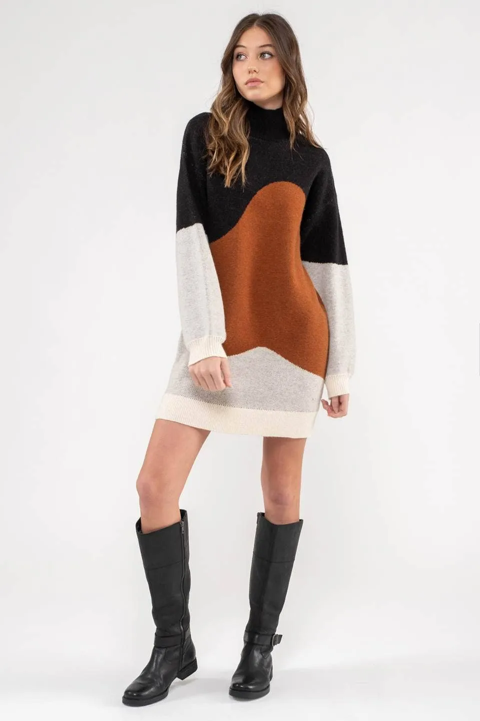 Blu Pepper Colorblock Sweater Dress