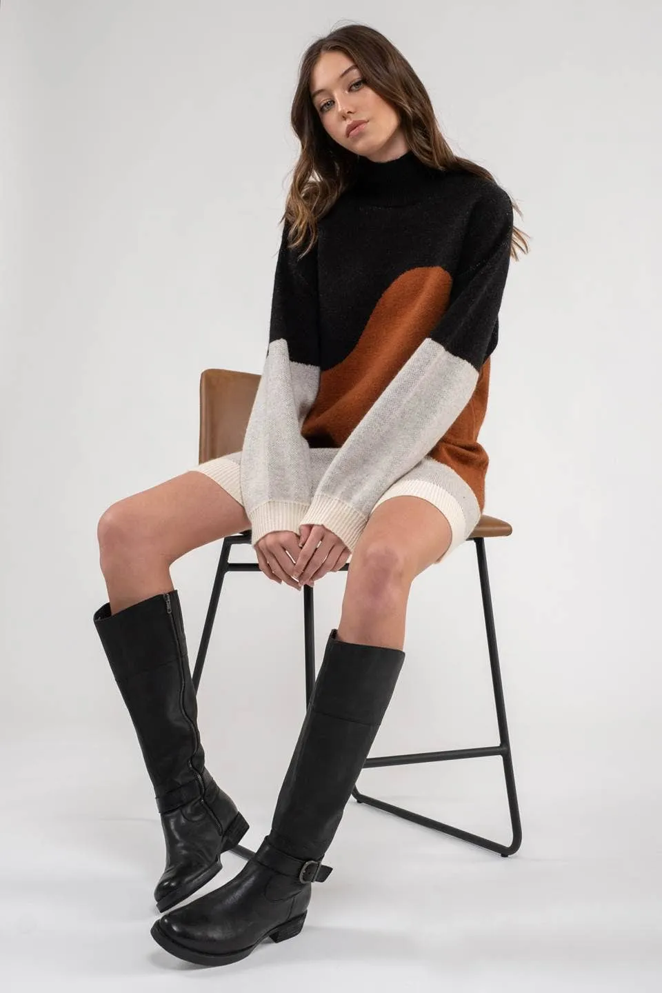 Blu Pepper Colorblock Sweater Dress
