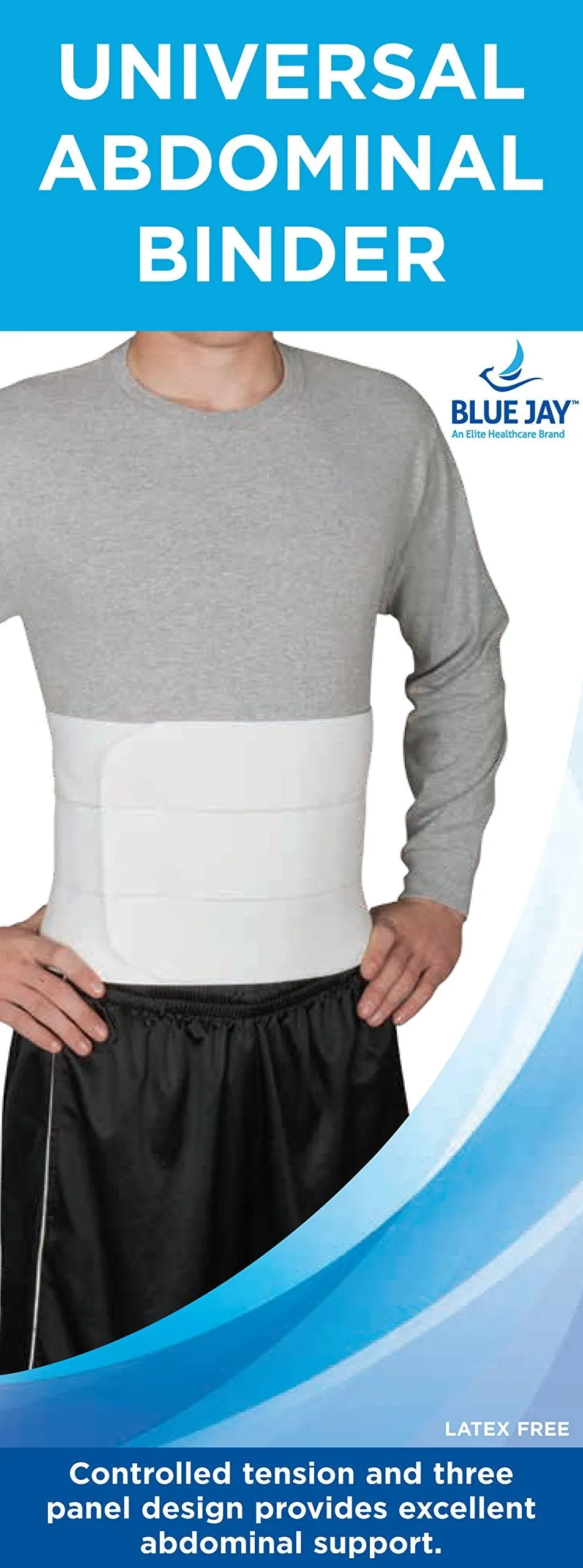 Blue Jay An Elite Healthcare Brand Universal Abdominal Binder Hernia Belt for Epigastric Abdominal Pain Relief | Abdominal Compression Band | Lumbar Support Supplies