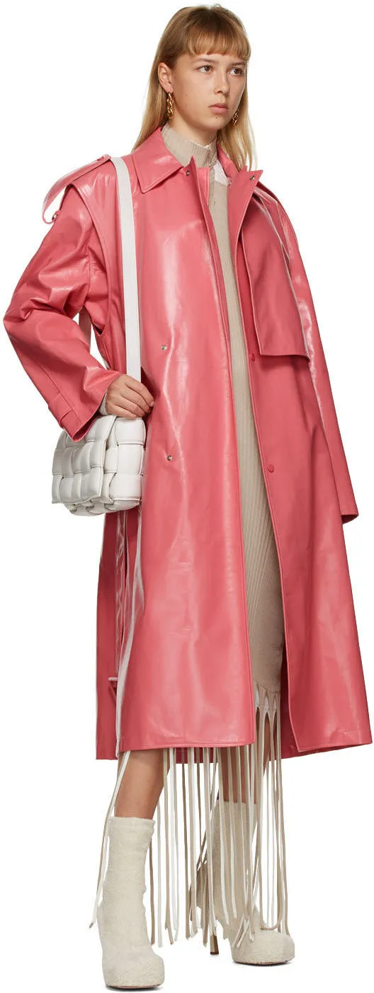Bottega Veneta Pink Shiny Trench Coat