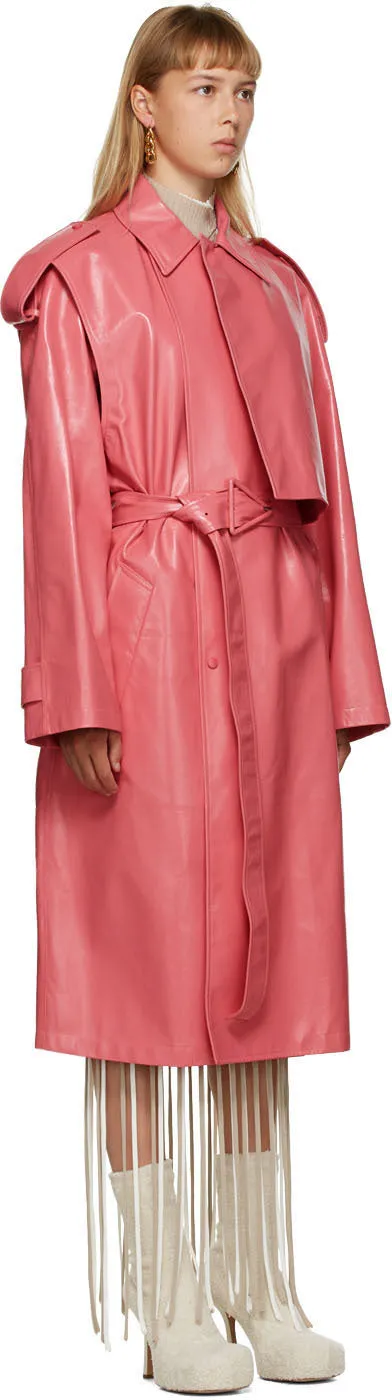 Bottega Veneta Pink Shiny Trench Coat