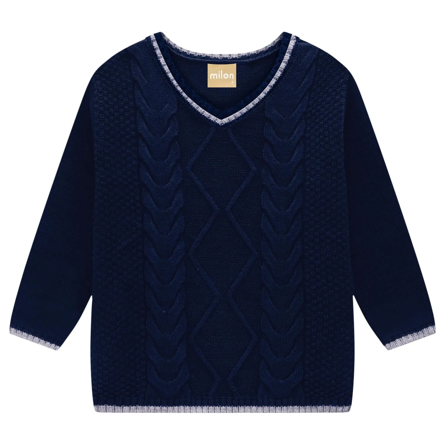 Boys Navy Blue V-Neck Sweater