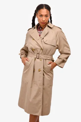Burberrys Vintage Beige Check Wool Lined Trench Coat with Belt Est. Size 6/8
