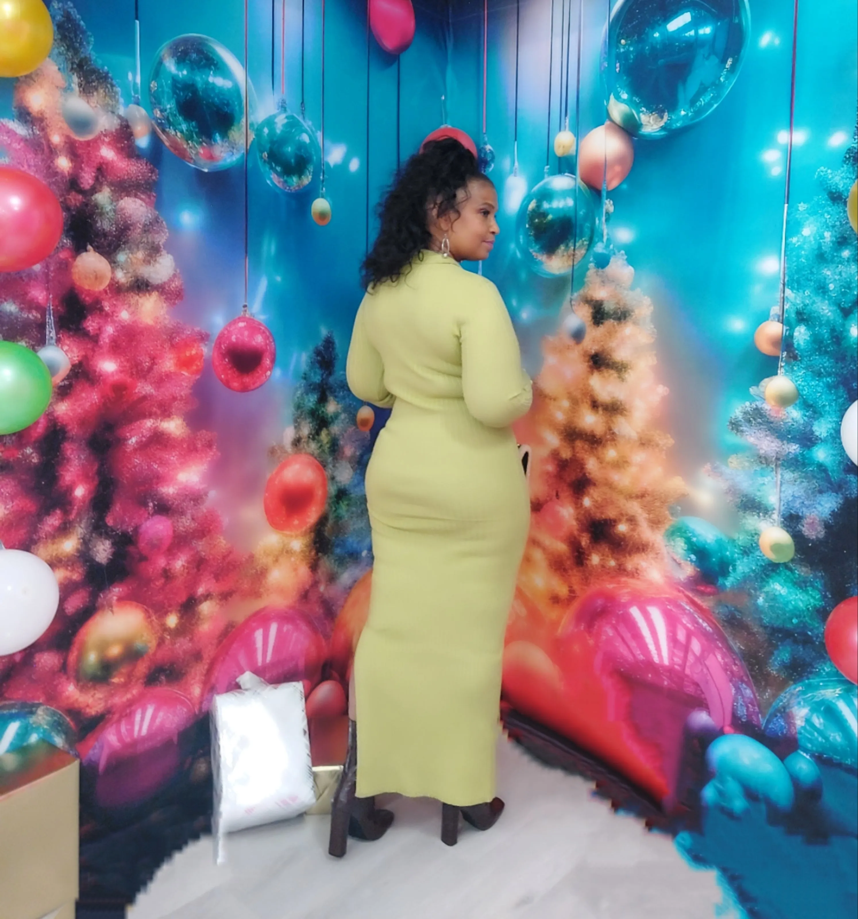Caroline Sweater Dress Cartreuse